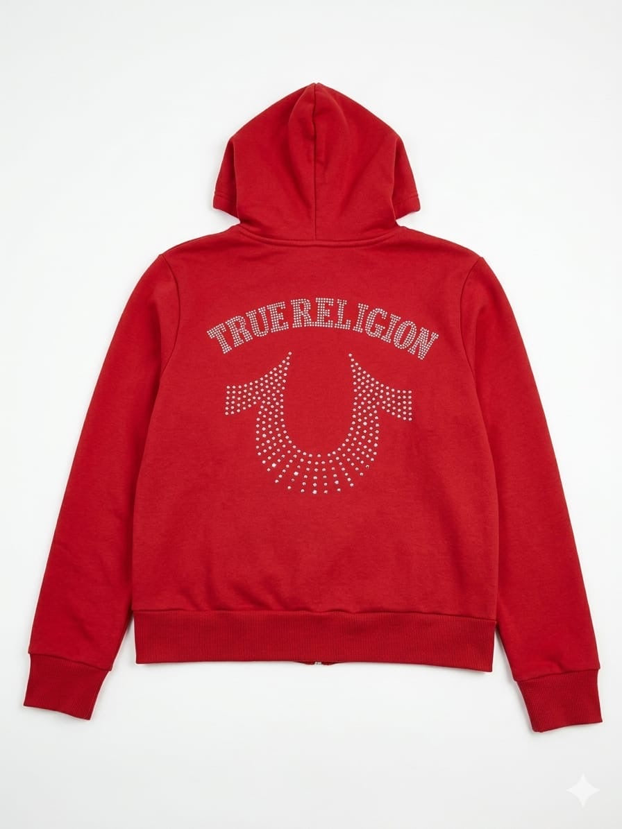 True Religion Rhinestone Horseshoe Zip-Up Hoodie