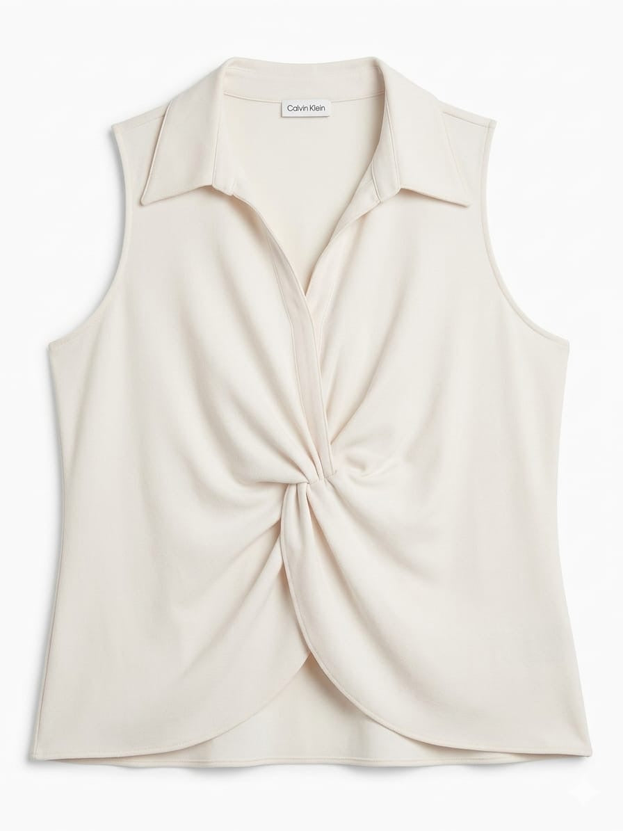 Blusa Calvin Klein Sleeveless V-Neck Twist-Front Top