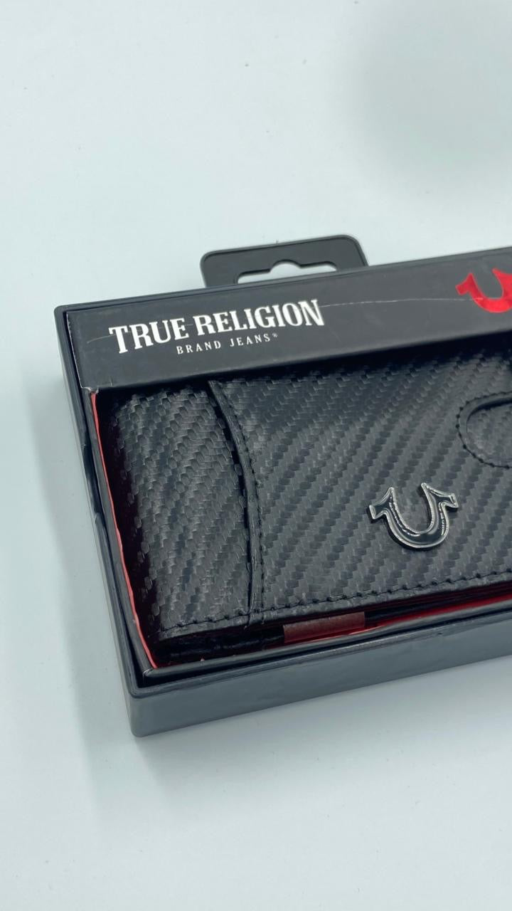 True Religion Men's Carbon Fiber RFID Blocking Slim Card Case Wallet
