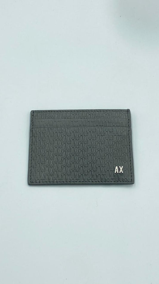Armani Exchange All-over Embossed Logo Card Holder en color Gris Antracita / Gunmetal m