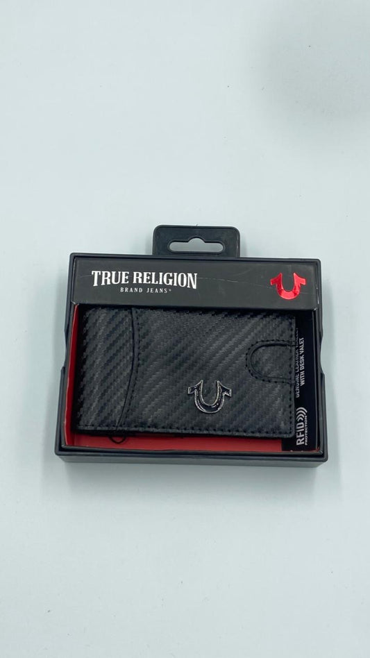 True Religion Men's Carbon Fiber RFID Blocking Slim Card Case Wallet
