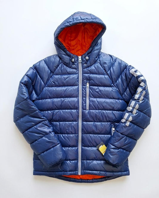 Guess Men's Hooded Puffer Jacket with Sleeve Logo