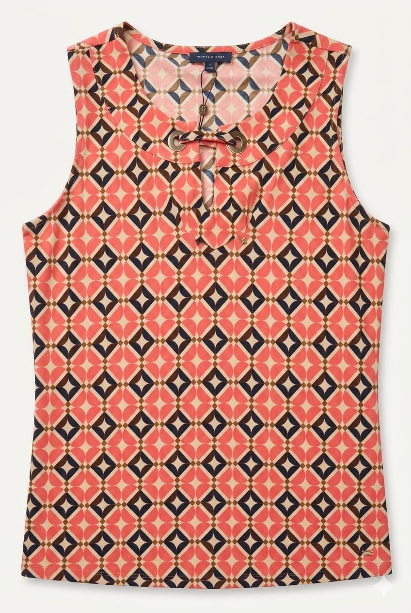 Geometric-Print Grommet-Detail Top
Blusa sin mangas Tommy Hilfiger