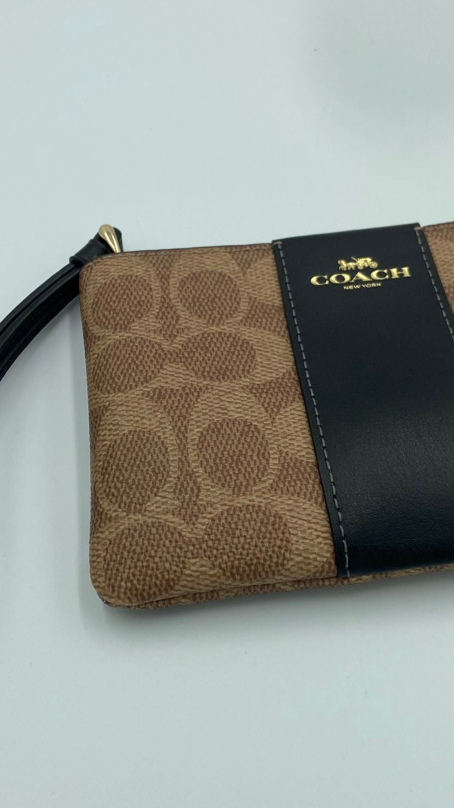 Coach Corner Zip Wristlet in Signature Canvas with Stripe