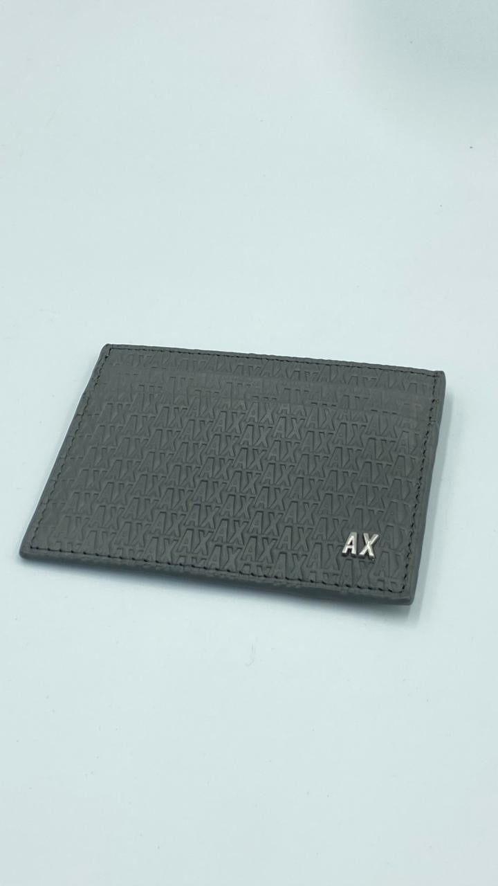 Armani Exchange All-over Embossed Logo Card Holder en color Gris Antracita / Gunmetal m