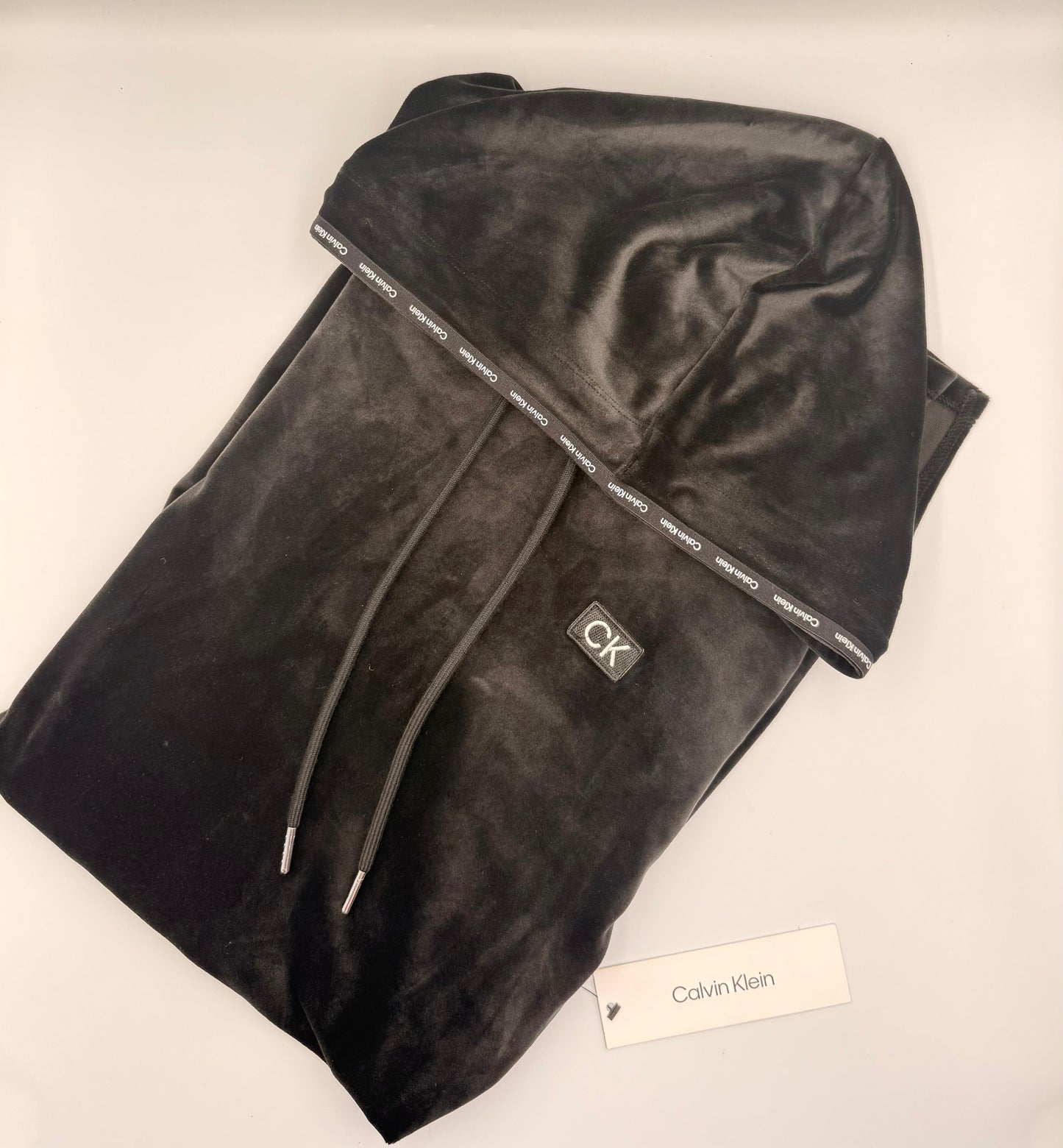 Calvin Klein Velour Logo Tape Hoodie Dress