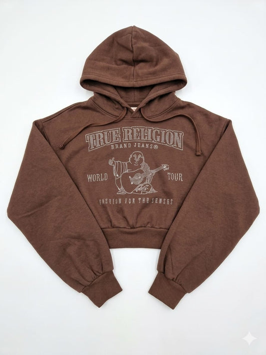 True Religion Buddha World Tour Cropped Pullover Hoodie