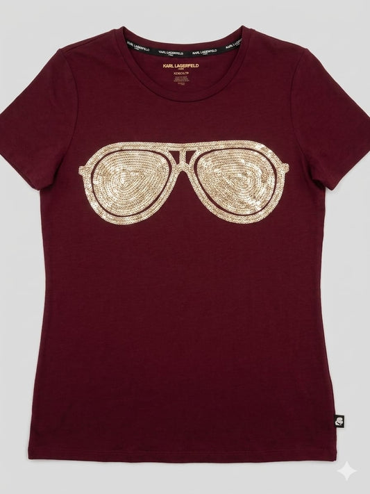 Karl Lagerfeld Sequin Aviator Playera