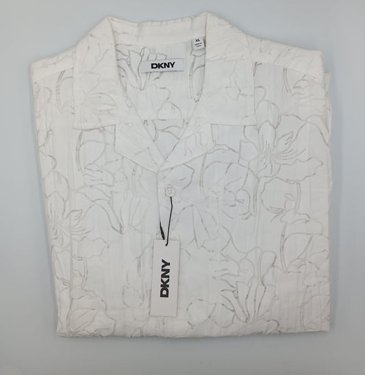 Camisa Blanca DKNY Diseño Texturizado Floral