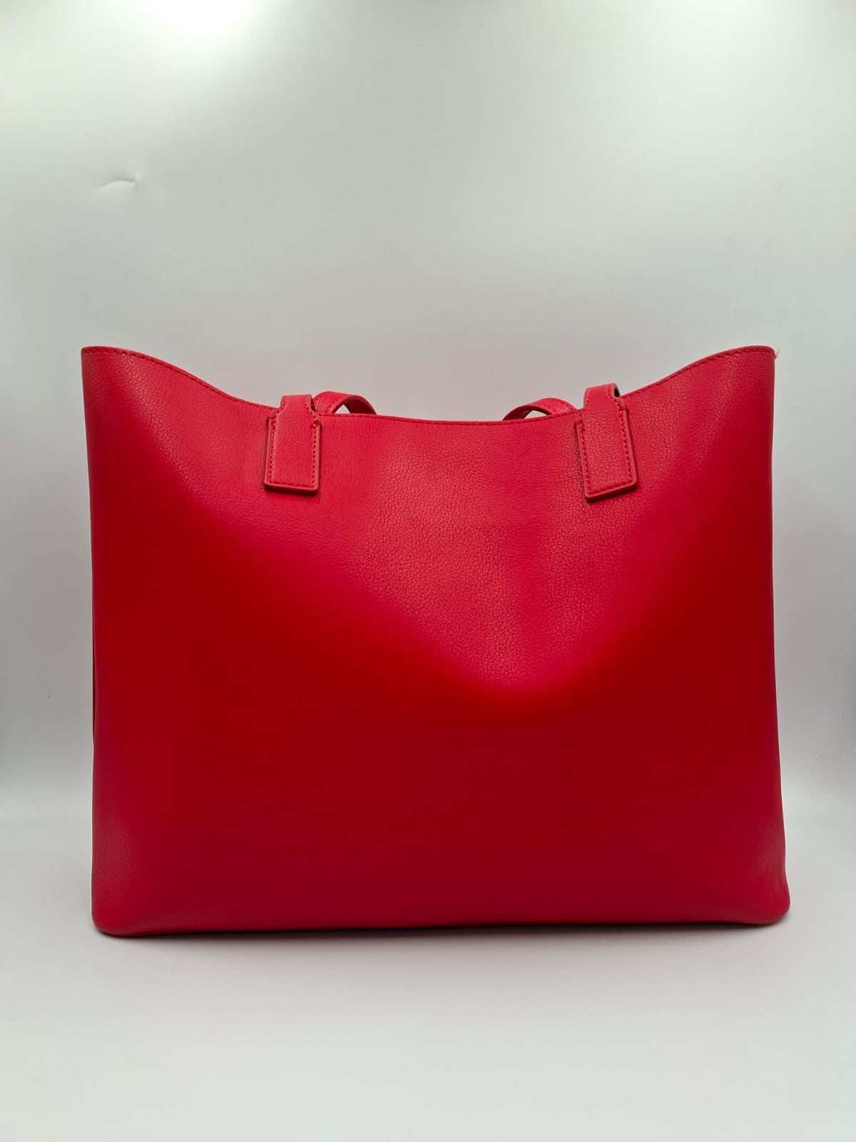 Moschino Love Red Logo Plaque Tote Bag
