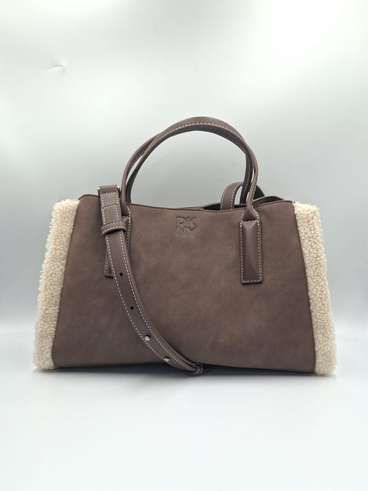 DKNY Bryant Faux Fur Trimmed Satchel