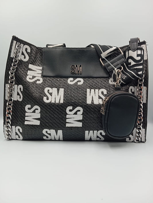 Steve Madden Black Straw Tote
