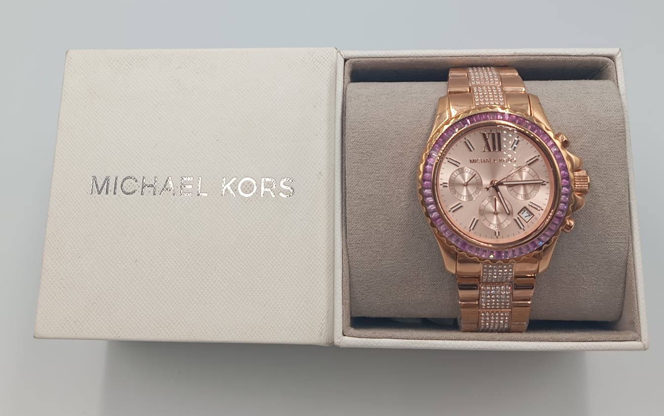 Reloj para dama Michael kors Everest MK7211 con correa en acero de oro rosa