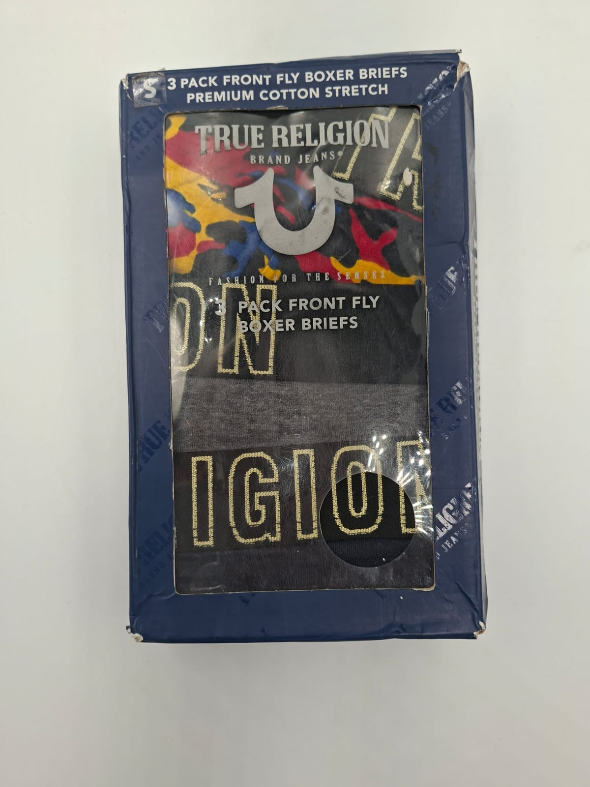 Front Fly Boxer Briefs (Bóxer con abertura frontal) paquete de 3 piezas de la marca True Religion