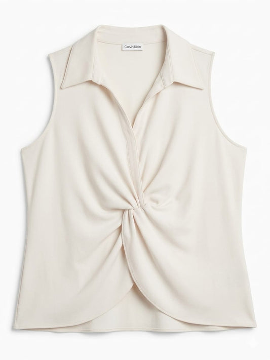Blusa Calvin Klein Sleeveless V-Neck Twist-Front Top