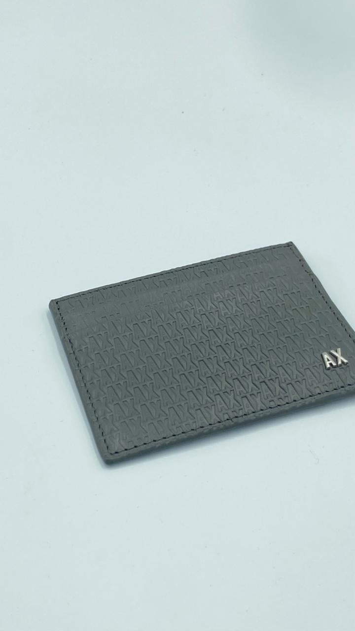 Armani Exchange All-over Embossed Logo Card Holder en color Gris Antracita / Gunmetal m