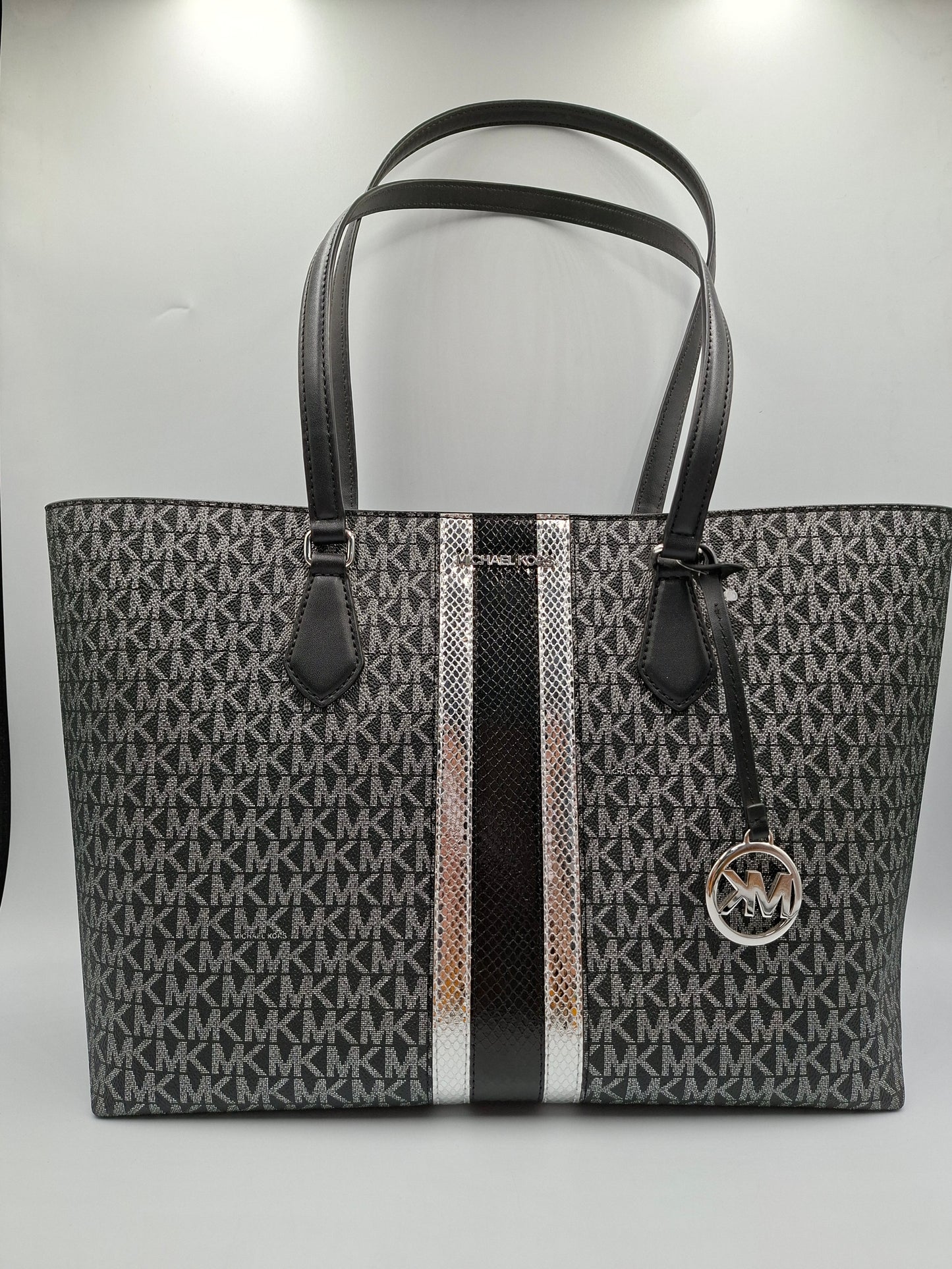 Michael Kors Jet Set Large Logo Striped Tote