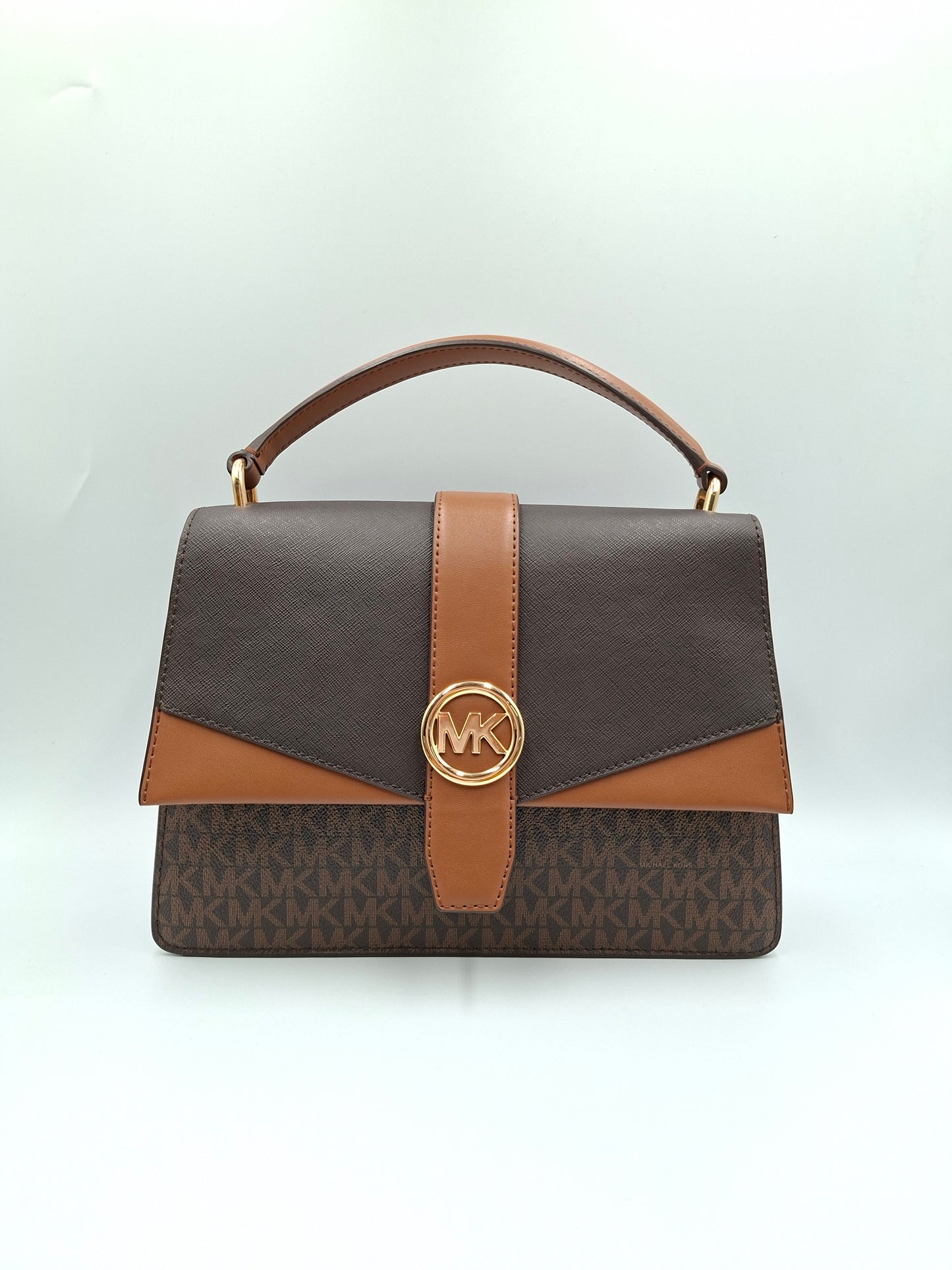 Michael Kors Greenwich Medium Logo and Saffiano Leather Satchel