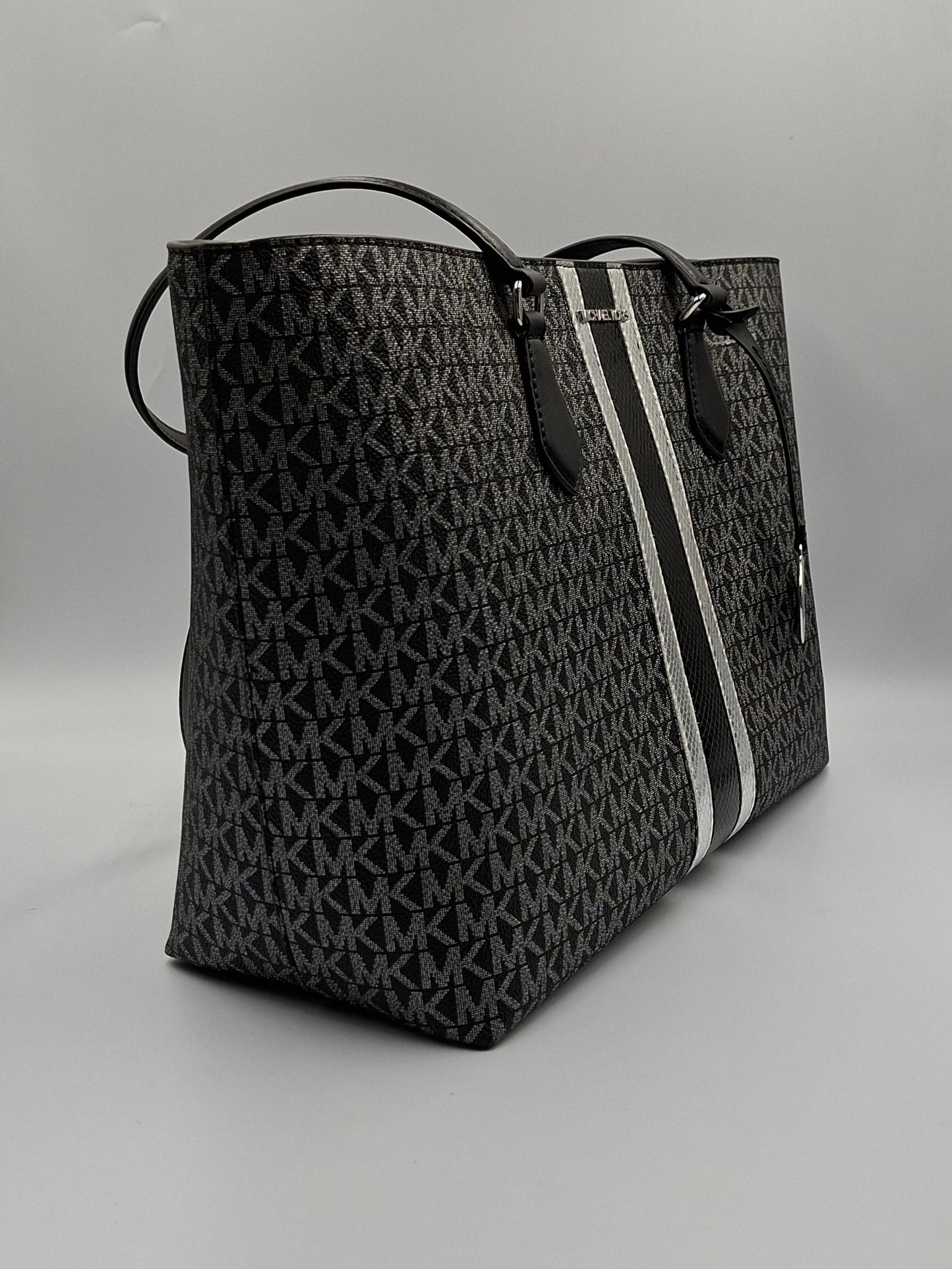 Michael Kors Jet Set Large Logo Striped Tote