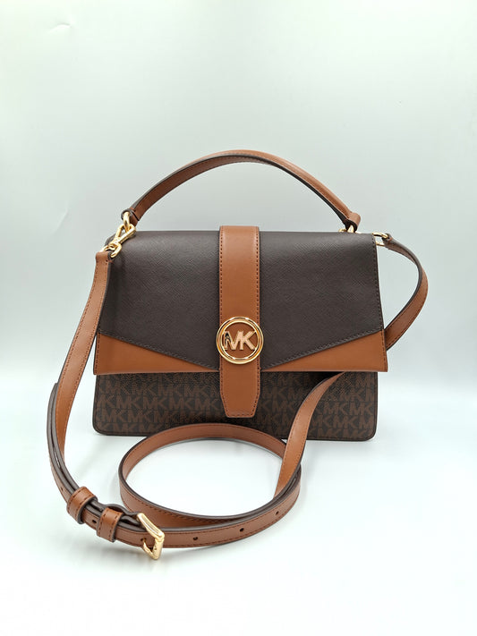 Michael Kors Greenwich Medium Logo and Saffiano Leather Satchel